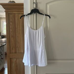 NWT CASLON Nordstrom 100% cotton gauze peplum tank white large